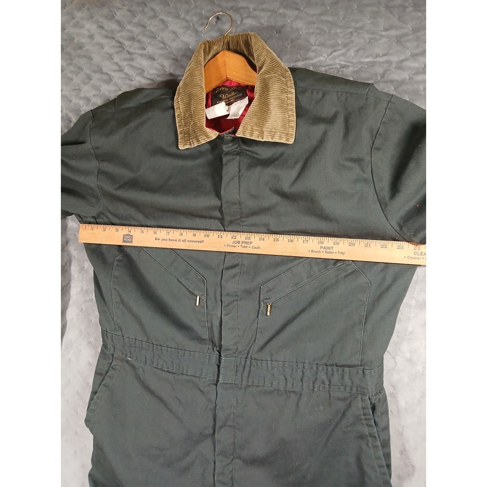 Walls Zero-Zone Insulated Coveralls Mens XL Green Duck Canvas Quilted Jumpsuit - Picture 7 of 16